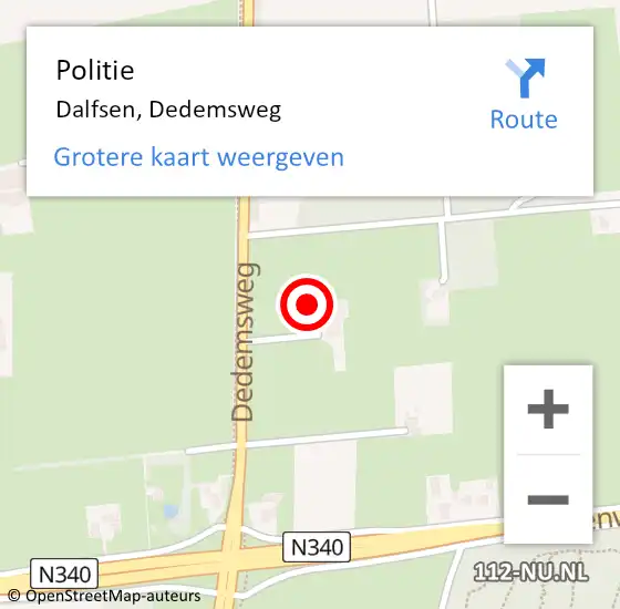 Locatie op kaart van de 112 melding: Politie Dalfsen, Dedemsweg op 8 september 2022 11:48