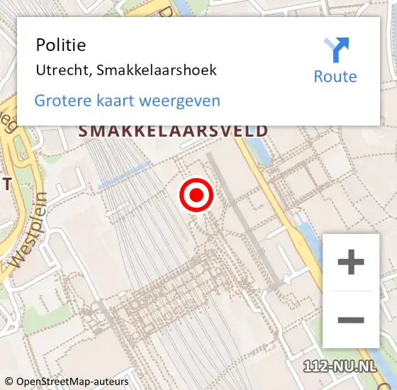 Locatie op kaart van de 112 melding: Politie Utrecht, Smakkelaarshoek op 8 september 2022 11:51