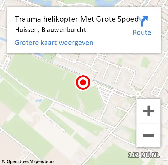 Locatie op kaart van de 112 melding: Trauma helikopter Met Grote Spoed Naar Huissen, Blauwenburcht op 8 september 2022 12:06