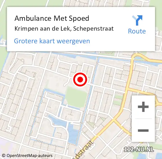 Locatie op kaart van de 112 melding: Ambulance Met Spoed Naar Krimpen aan de Lek, Schepenstraat op 8 september 2022 12:21