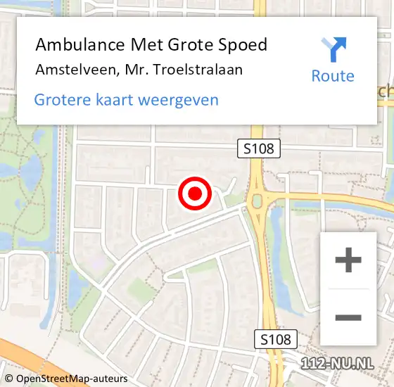 Locatie op kaart van de 112 melding: Ambulance Met Grote Spoed Naar Amstelveen, Mr. Troelstralaan op 8 september 2022 12:23