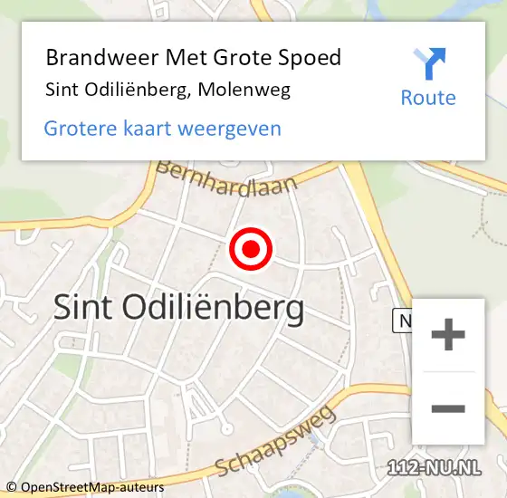 Locatie op kaart van de 112 melding: Brandweer Met Grote Spoed Naar Sint Odiliënberg, Molenweg op 8 september 2022 12:36