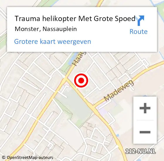 Locatie op kaart van de 112 melding: Trauma helikopter Met Grote Spoed Naar Monster, Nassauplein op 8 september 2022 12:40