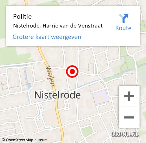 Locatie op kaart van de 112 melding: Politie Nistelrode, Harrie van de Venstraat op 8 september 2022 12:42