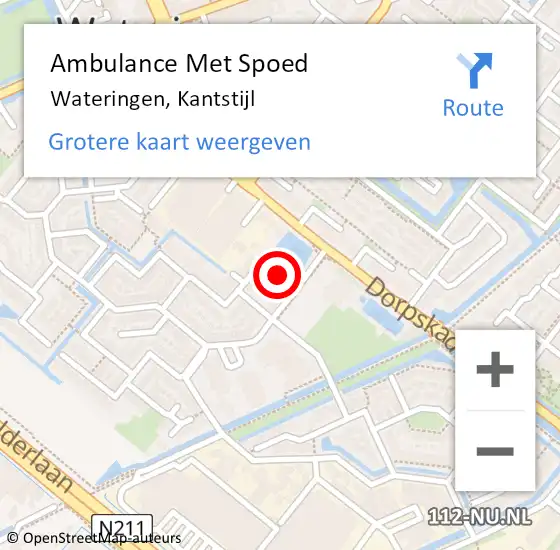 Locatie op kaart van de 112 melding: Ambulance Met Spoed Naar Wateringen, Kantstijl op 8 september 2022 12:54