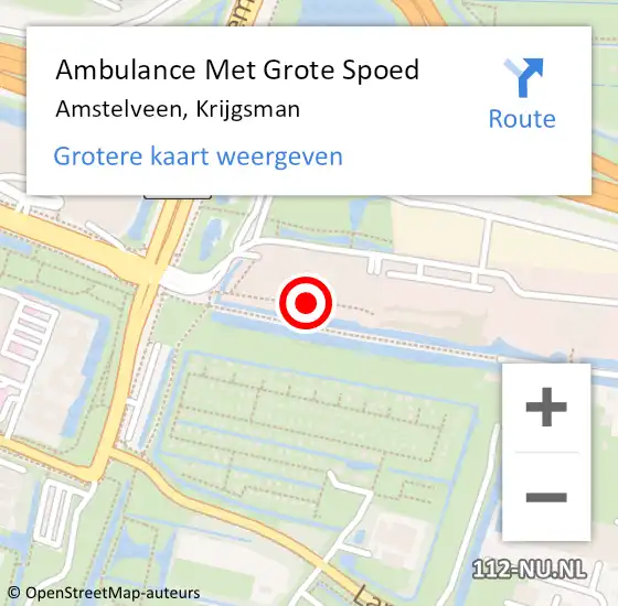 Locatie op kaart van de 112 melding: Ambulance Met Grote Spoed Naar Amstelveen, Krijgsman op 8 september 2022 12:54