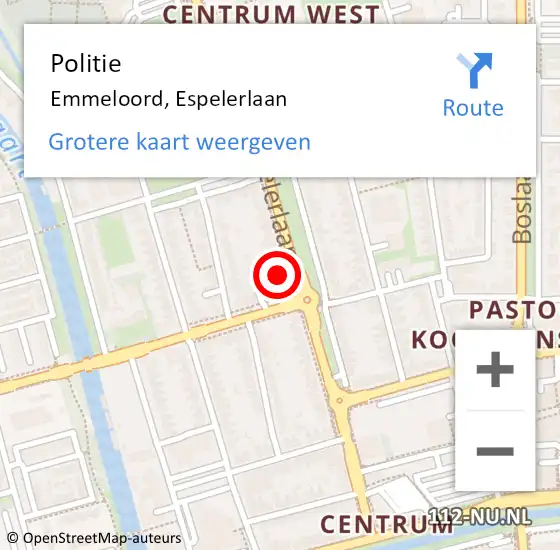 Locatie op kaart van de 112 melding: Politie Emmeloord, Espelerlaan op 8 september 2022 12:57