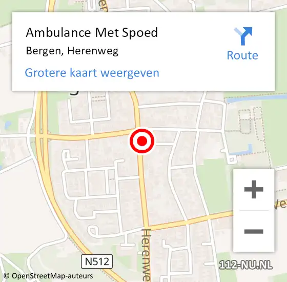 Locatie op kaart van de 112 melding: Ambulance Met Spoed Naar Bergen, Herenweg op 8 september 2022 13:06