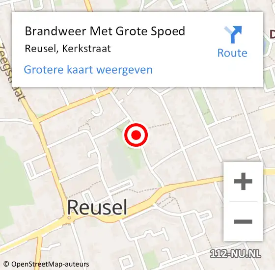 Locatie op kaart van de 112 melding: Brandweer Met Grote Spoed Naar Reusel, Kerkstraat op 8 september 2022 13:13