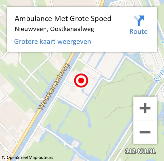 Locatie op kaart van de 112 melding: Ambulance Met Grote Spoed Naar Nieuwveen, Oostkanaalweg op 8 september 2022 13:13