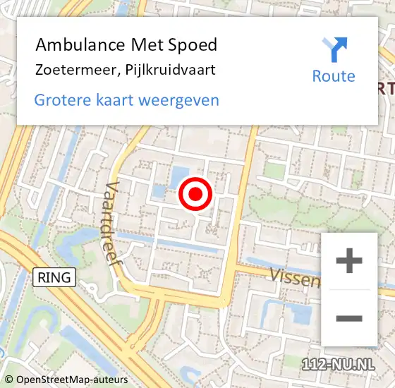 Locatie op kaart van de 112 melding: Ambulance Met Spoed Naar Zoetermeer, Pijlkruidvaart op 8 september 2022 13:17