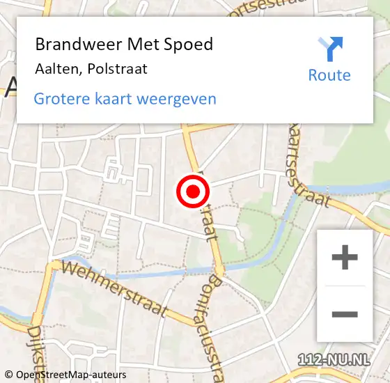 Locatie op kaart van de 112 melding: Brandweer Met Spoed Naar Aalten, Polstraat op 8 september 2022 13:25