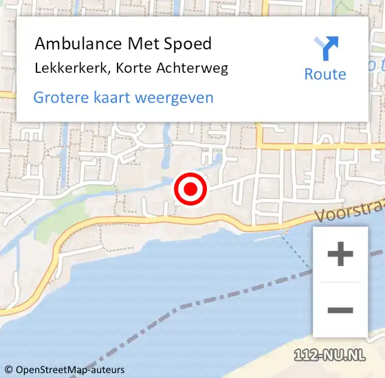Locatie op kaart van de 112 melding: Ambulance Met Spoed Naar Lekkerkerk, Korte Achterweg op 8 september 2022 13:44