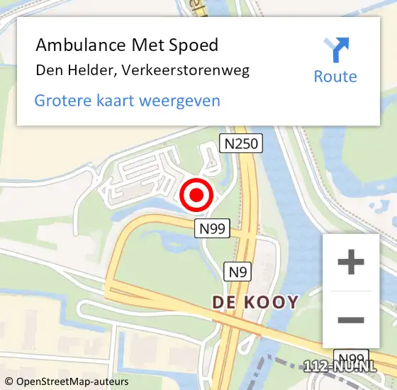 Locatie op kaart van de 112 melding: Ambulance Met Spoed Naar Den Helder, Verkeerstorenweg op 8 september 2022 13:56