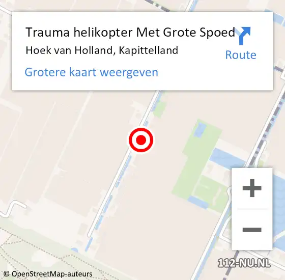 Locatie op kaart van de 112 melding: Trauma helikopter Met Grote Spoed Naar Hoek van Holland, Kapittelland op 8 september 2022 13:58