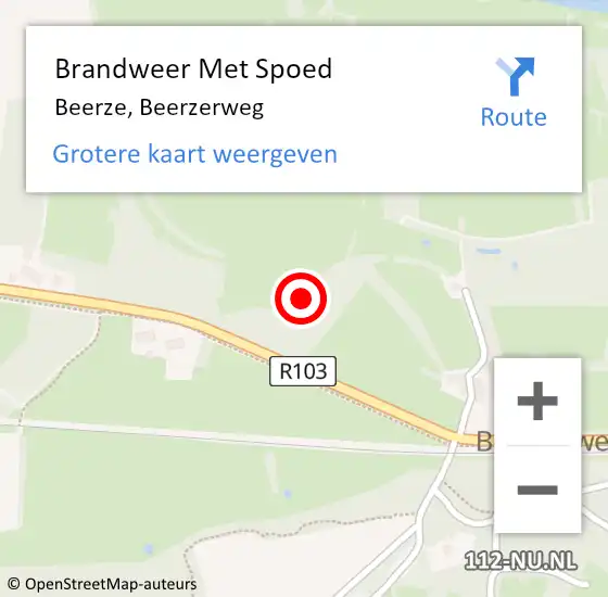 Locatie op kaart van de 112 melding: Brandweer Met Spoed Naar Beerze, Beerzerweg op 8 september 2022 14:28