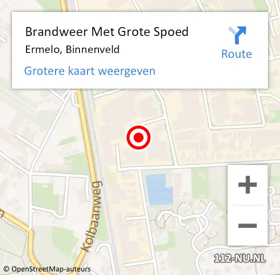 Locatie op kaart van de 112 melding: Brandweer Met Grote Spoed Naar Ermelo, Binnenveld op 8 september 2022 14:32