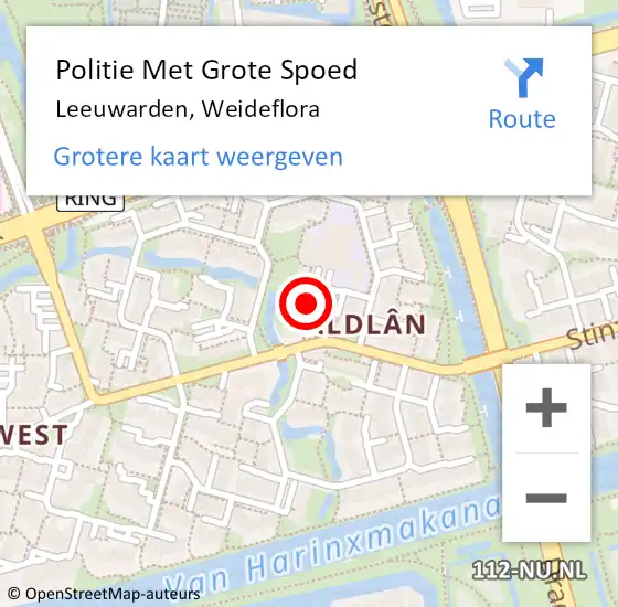 Locatie op kaart van de 112 melding: Politie Met Grote Spoed Naar Leeuwarden, Weideflora op 8 september 2022 14:33