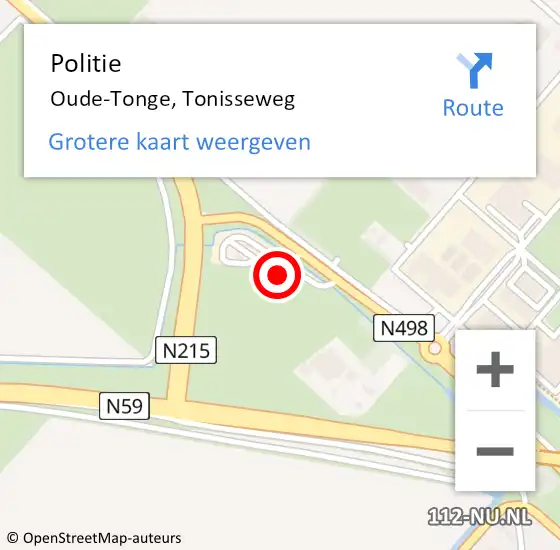 Locatie op kaart van de 112 melding: Politie Oude-Tonge, Tonisseweg op 8 september 2022 14:59