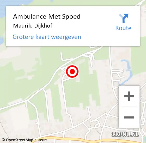 Locatie op kaart van de 112 melding: Ambulance Met Spoed Naar Maurik, Dijkhof op 8 september 2022 15:03