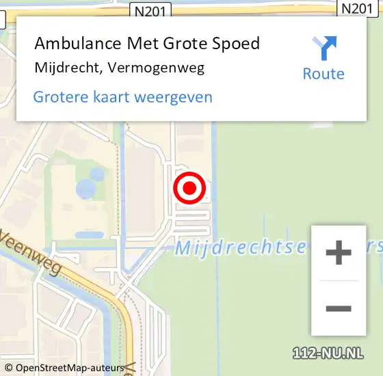 Locatie op kaart van de 112 melding: Ambulance Met Grote Spoed Naar Mijdrecht, Vermogenweg op 8 september 2022 15:10