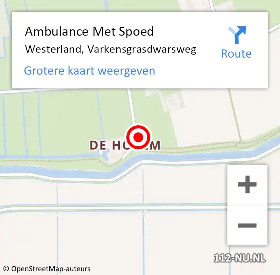 Locatie op kaart van de 112 melding: Ambulance Met Spoed Naar Westerland, Varkensgrasdwarsweg op 8 september 2022 15:15