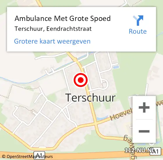 Locatie op kaart van de 112 melding: Ambulance Met Grote Spoed Naar Terschuur, Eendrachtstraat op 8 september 2022 15:17
