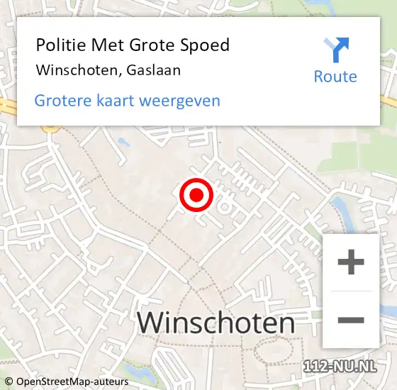 Locatie op kaart van de 112 melding: Politie Met Grote Spoed Naar Winschoten, Gaslaan op 8 september 2022 15:21