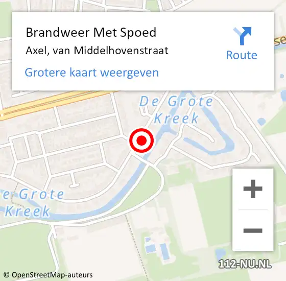 Locatie op kaart van de 112 melding: Brandweer Met Spoed Naar Axel, van Middelhovenstraat op 8 september 2022 16:03