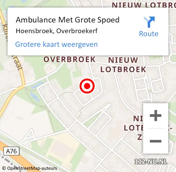 Locatie op kaart van de 112 melding: Ambulance Met Grote Spoed Naar Hoensbroek, Overbroekerf op 28 juli 2014 18:29