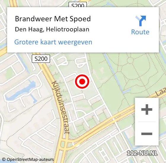 Locatie op kaart van de 112 melding: Brandweer Met Spoed Naar Den Haag, Heliotrooplaan op 8 september 2022 17:02