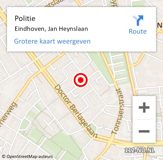 Locatie op kaart van de 112 melding: Politie Eindhoven, Jan Heynslaan op 8 september 2022 17:13