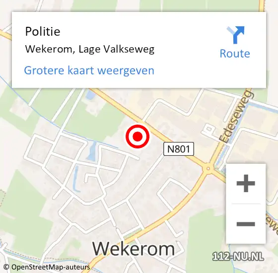 Locatie op kaart van de 112 melding: Politie Wekerom, Lage Valkseweg op 8 september 2022 17:17