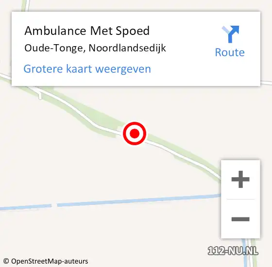 Locatie op kaart van de 112 melding: Ambulance Met Spoed Naar Oude-Tonge, Noordlandsedijk op 8 september 2022 17:36