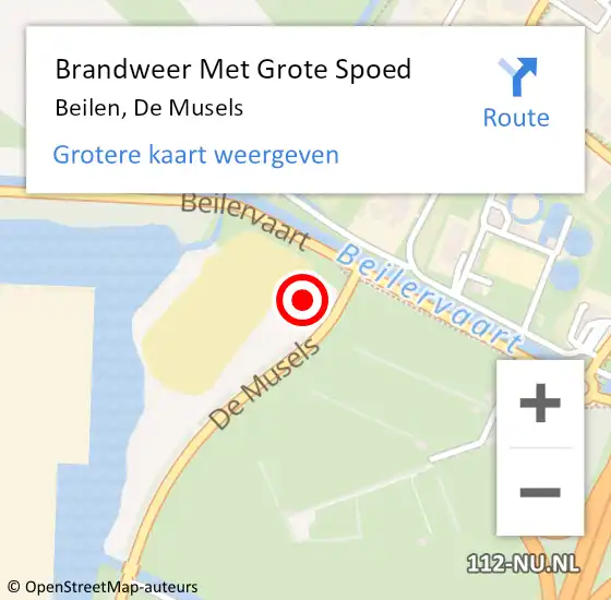 Locatie op kaart van de 112 melding: Brandweer Met Grote Spoed Naar Beilen, De Musels op 8 september 2022 18:03