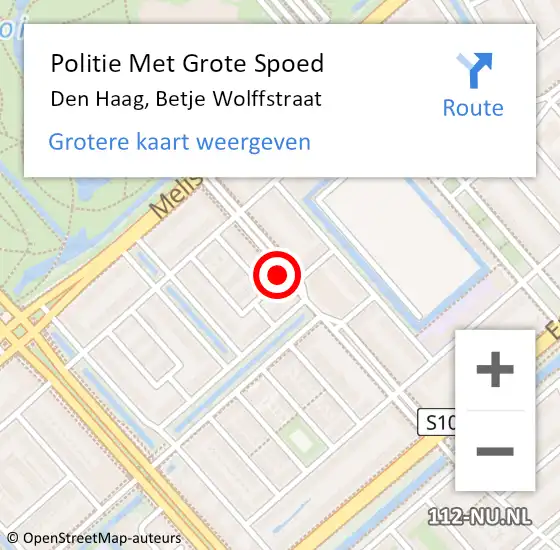 Locatie op kaart van de 112 melding: Politie Met Grote Spoed Naar Den Haag, Betje Wolffstraat op 8 september 2022 18:31