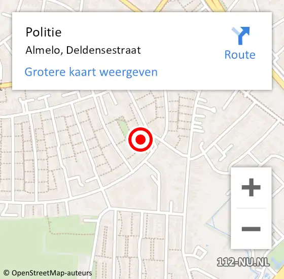 Locatie op kaart van de 112 melding: Politie Almelo, Deldensestraat op 8 september 2022 18:36