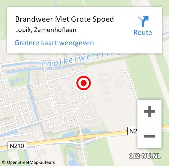 Locatie op kaart van de 112 melding: Brandweer Met Grote Spoed Naar Lopik, Zamenhoflaan op 8 september 2022 18:52