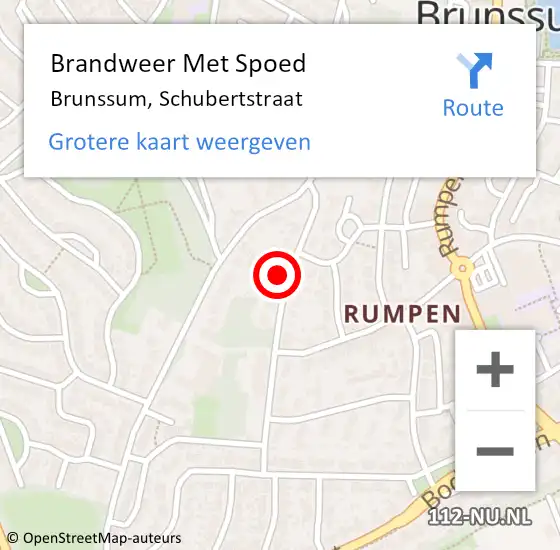 Locatie op kaart van de 112 melding: Brandweer Met Spoed Naar Brunssum, Schubertstraat op 8 september 2022 18:57