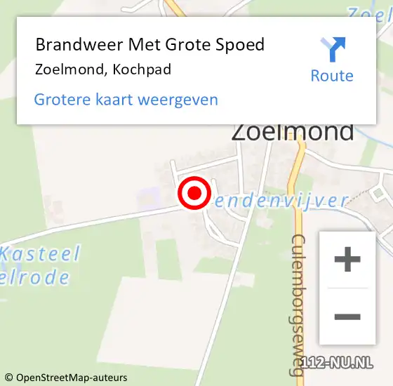 Locatie op kaart van de 112 melding: Brandweer Met Grote Spoed Naar Zoelmond, Kochpad op 8 september 2022 19:11