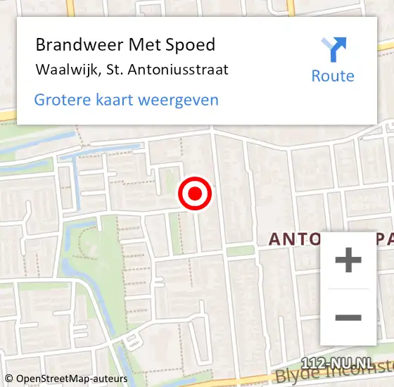 Locatie op kaart van de 112 melding: Brandweer Met Spoed Naar Waalwijk, St. Antoniusstraat op 8 september 2022 19:17