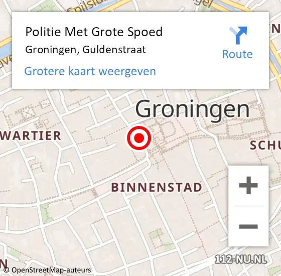 Locatie op kaart van de 112 melding: Politie Met Grote Spoed Naar Groningen, Guldenstraat op 8 september 2022 19:42