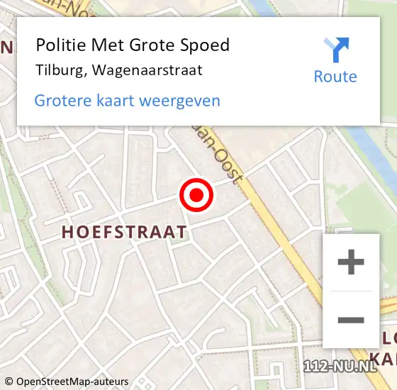 Locatie op kaart van de 112 melding: Politie Met Grote Spoed Naar Tilburg, Wagenaarstraat op 8 september 2022 19:54