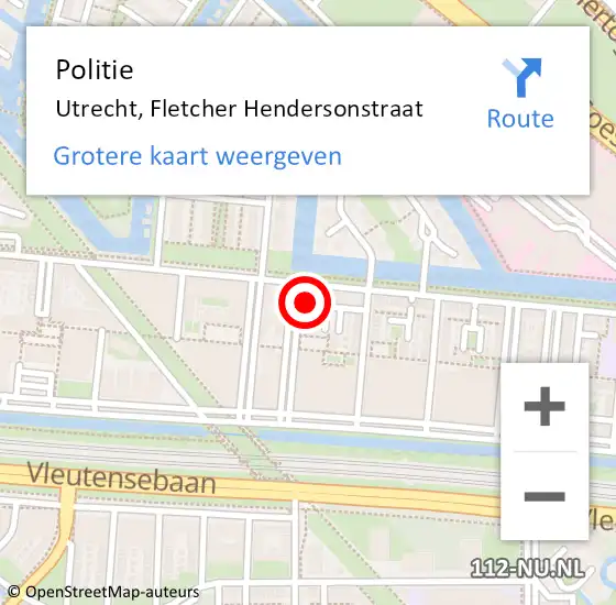 Locatie op kaart van de 112 melding: Politie Utrecht, Fletcher Hendersonstraat op 8 september 2022 19:58