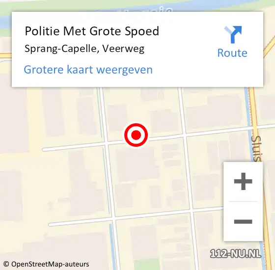 Locatie op kaart van de 112 melding: Politie Met Grote Spoed Naar Sprang-Capelle, Veerweg op 8 september 2022 20:14