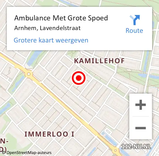 Locatie op kaart van de 112 melding: Ambulance Met Grote Spoed Naar Arnhem, Lavendelstraat op 8 september 2022 20:17