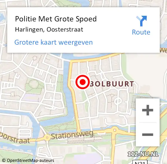 Locatie op kaart van de 112 melding: Politie Met Grote Spoed Naar Harlingen, Oosterstraat op 8 september 2022 20:20