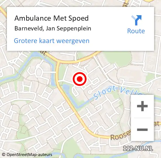 Locatie op kaart van de 112 melding: Ambulance Met Spoed Naar Barneveld, Jan Seppenplein op 8 september 2022 20:26