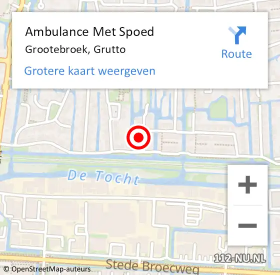 Locatie op kaart van de 112 melding: Ambulance Met Spoed Naar Grootebroek, Grutto op 8 september 2022 20:29