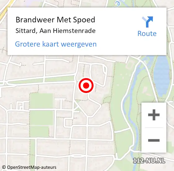 Locatie op kaart van de 112 melding: Brandweer Met Spoed Naar Sittard, Aan Hiemstenrade op 8 september 2022 20:49